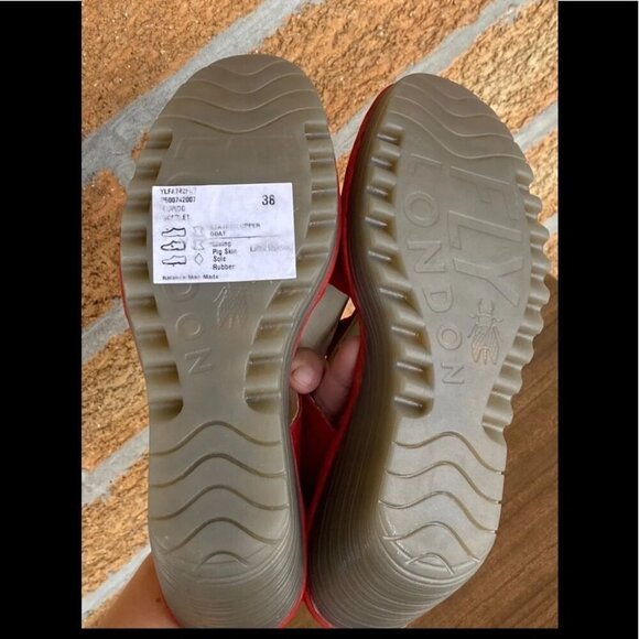 Fly London Ylfa Scarlet Red Leather Laced shoes 8 - Picture 9 of 11